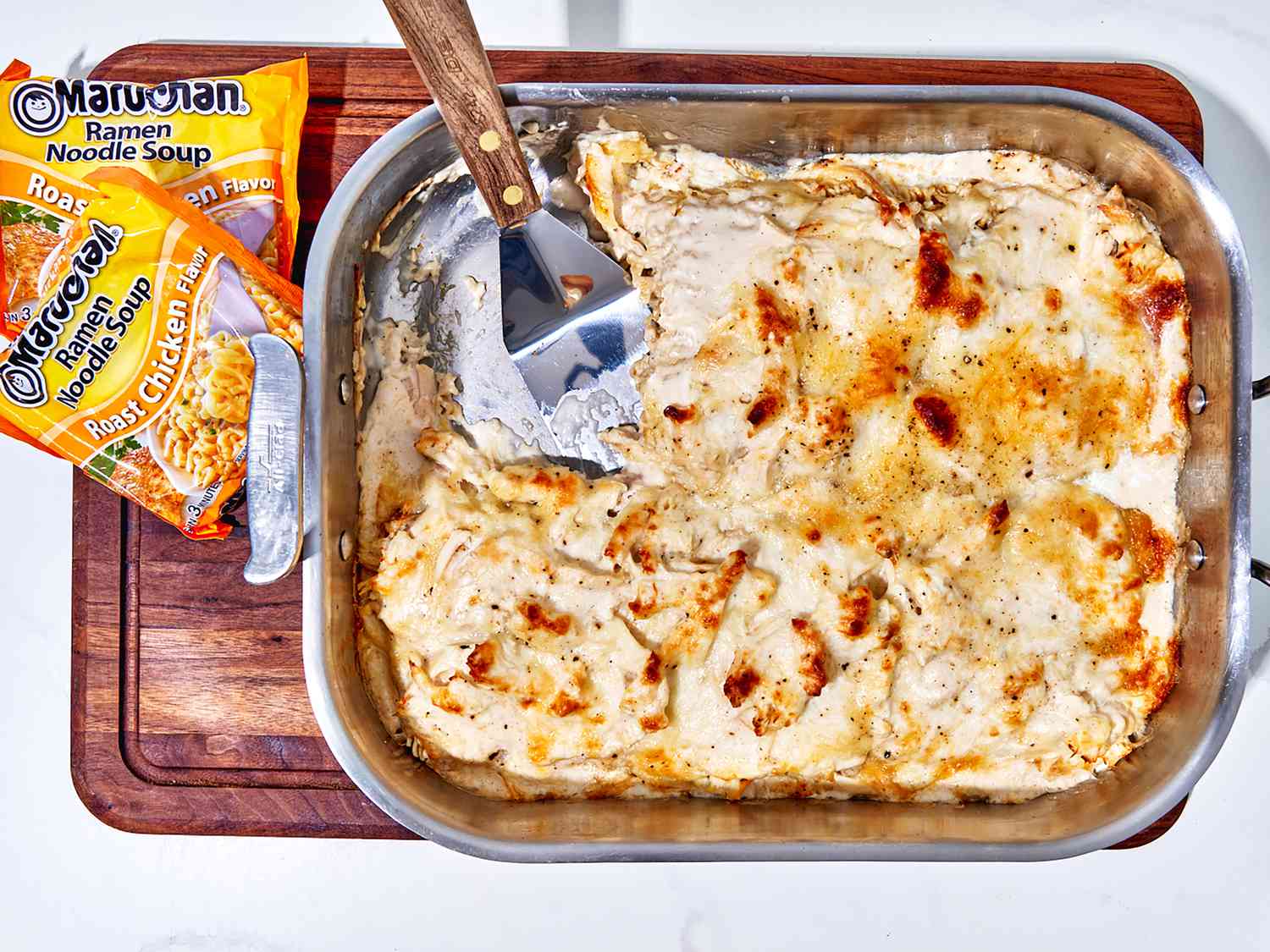Easy One Pan Ramen Chicken Alfredo Recipe