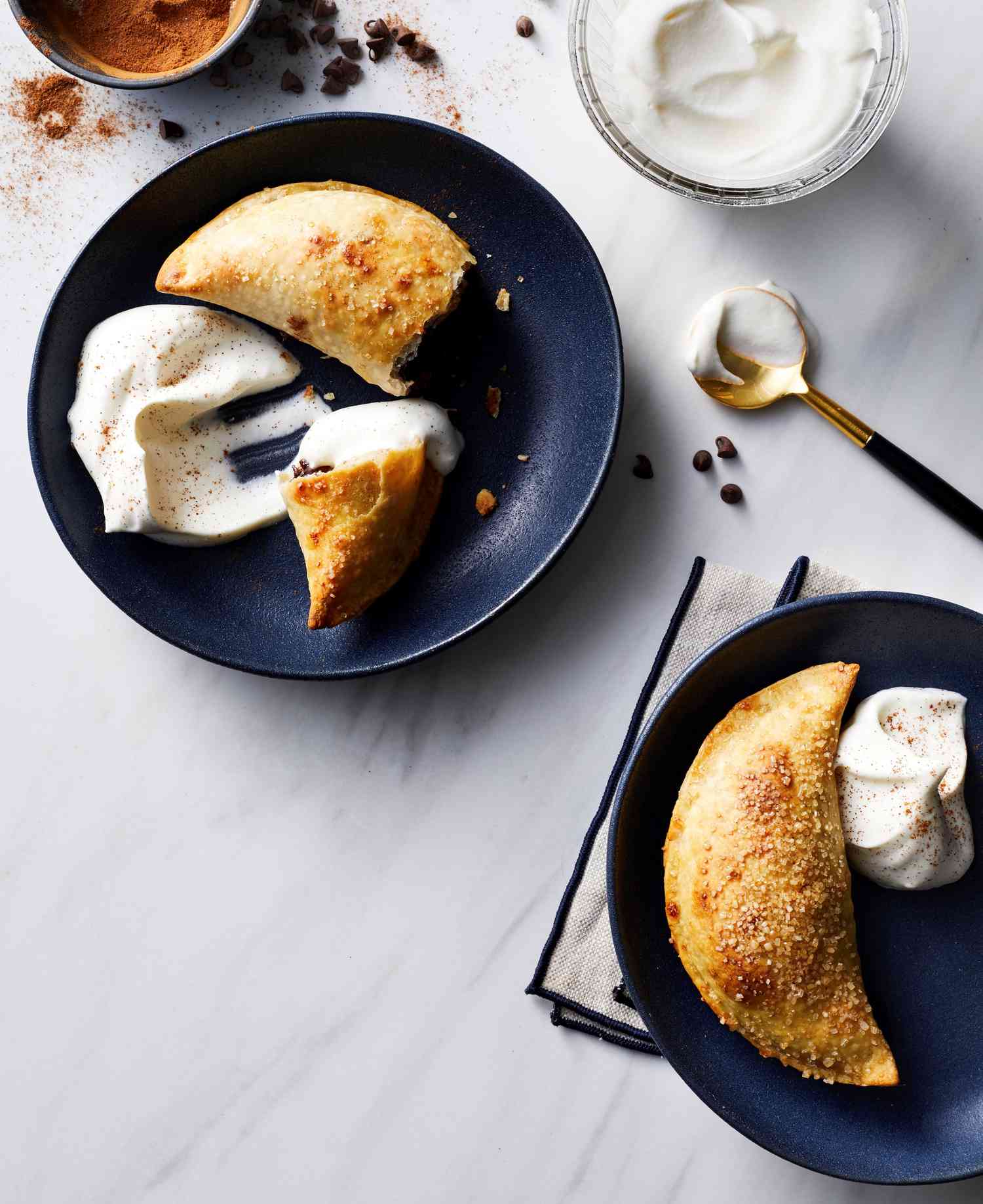 Air-Fried Chocolate-Banana Empanadas with Cinnamon Whipped Cream Recipe