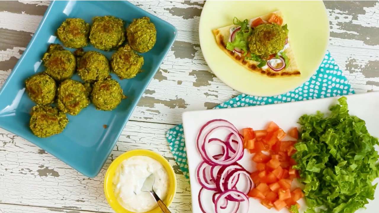 Easy Baked Falafel with Cucumber-Yogurt Sauce Recipe