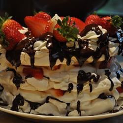 Meringue Cake with Whipped Cream and Raspberries Recipe