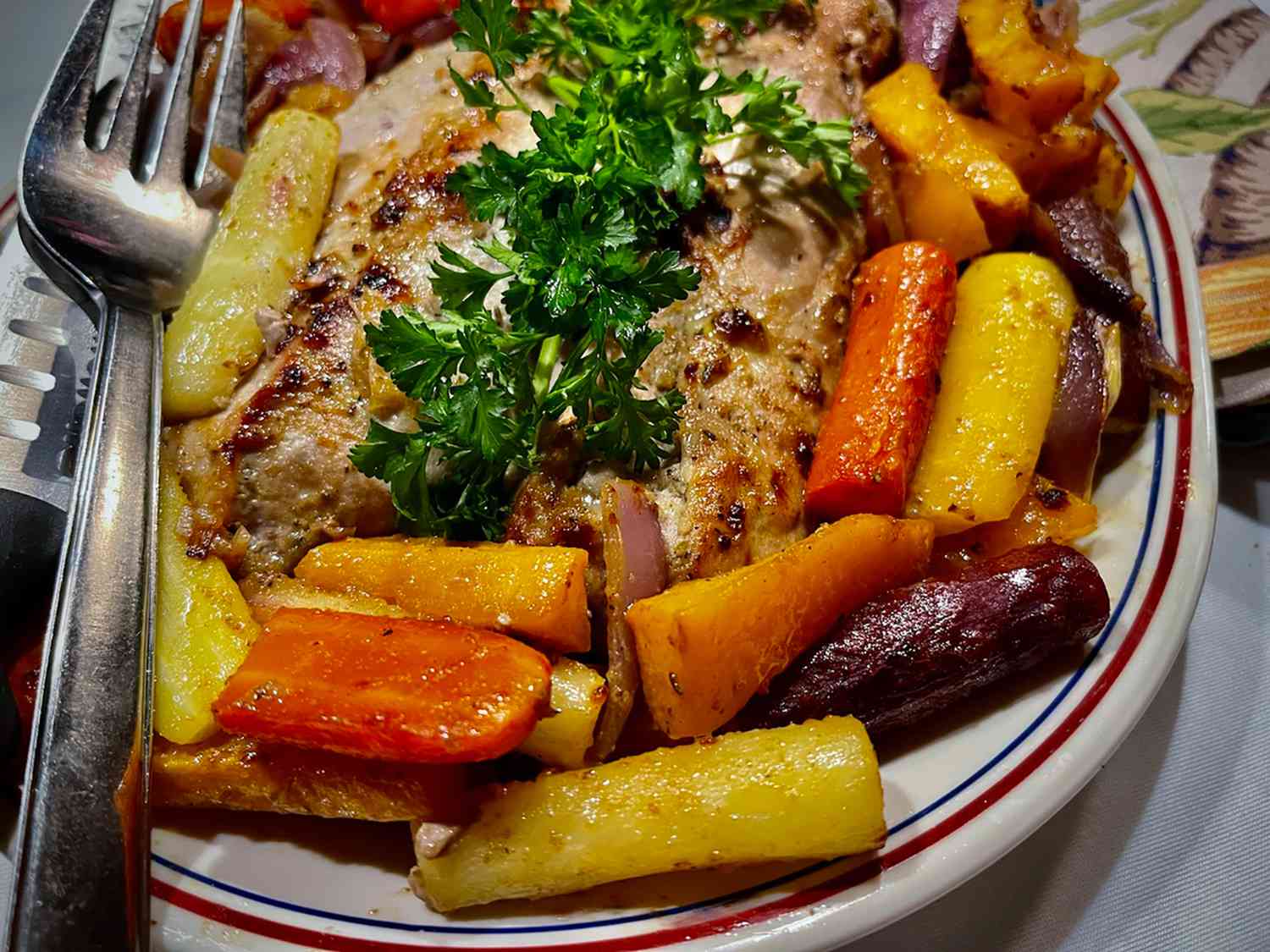 Sheet Pan Balsamic Pork Tenderloin with Rainbow Vegetables Recipe
