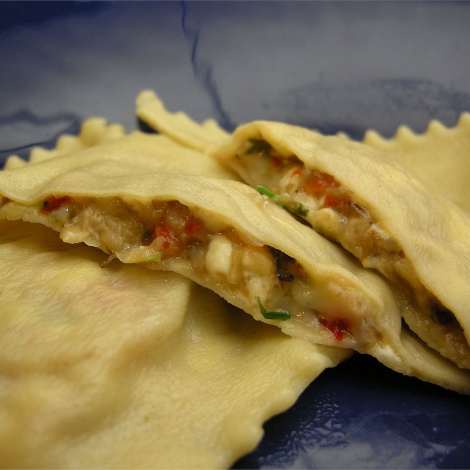 Mushroom and Spinach Ravioli with Chive Butter Sauce Recipe