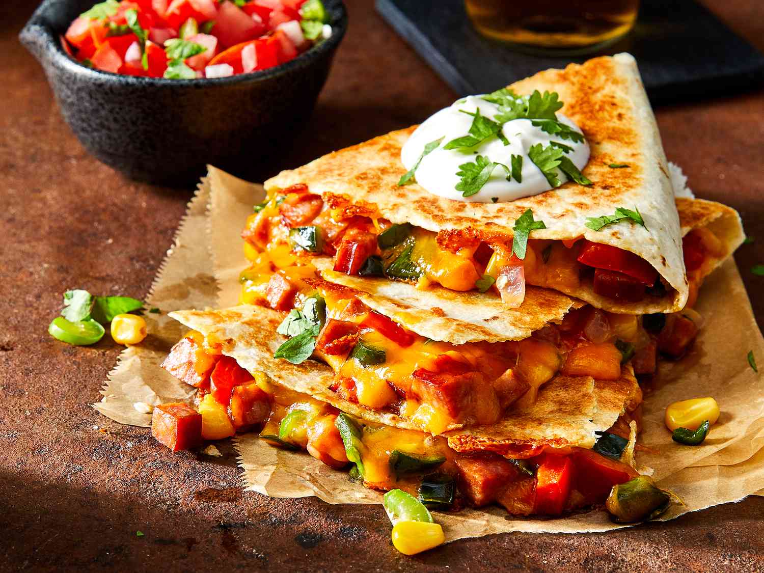 Andouille and Poblano Quesadillas Recipe