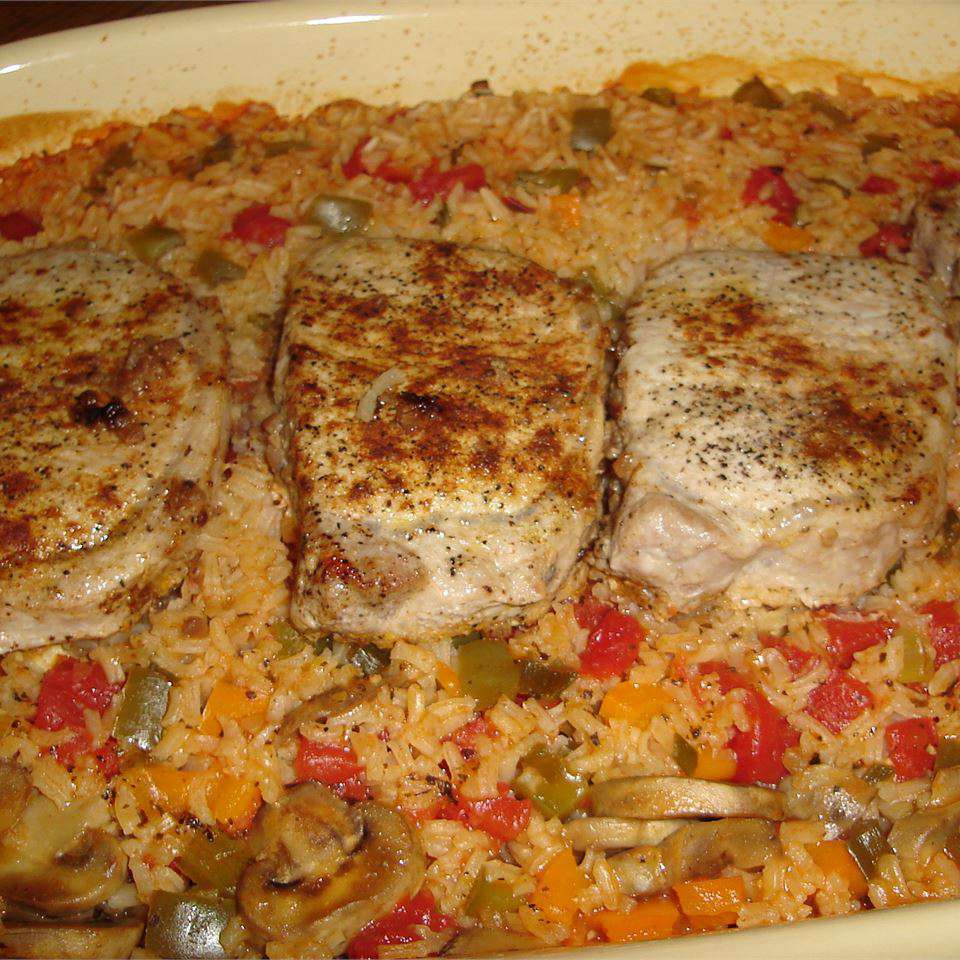Pork Chops with Garden Rice Recipe
