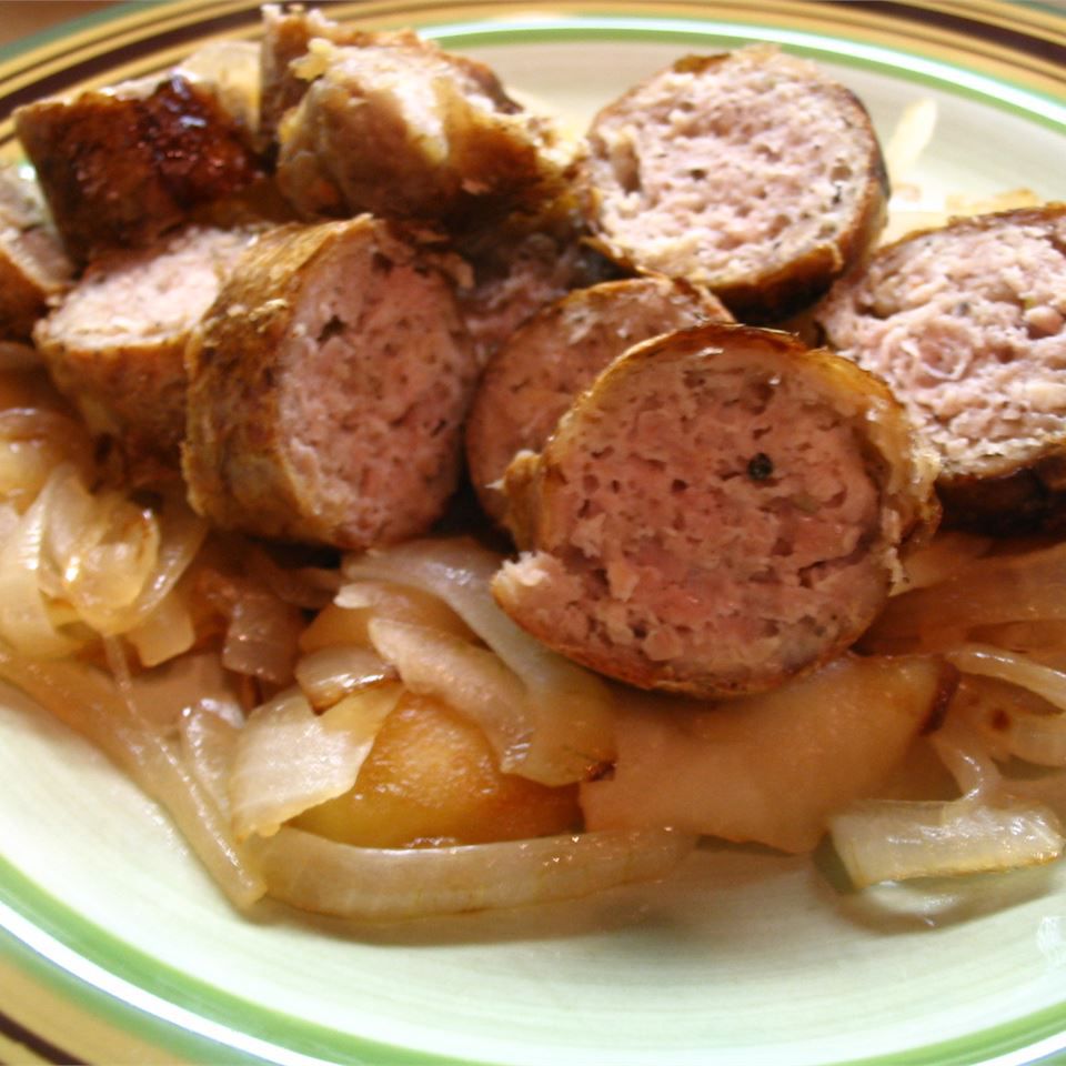 Grilled Sausages with Caramelized Onions and Apples Recipe
