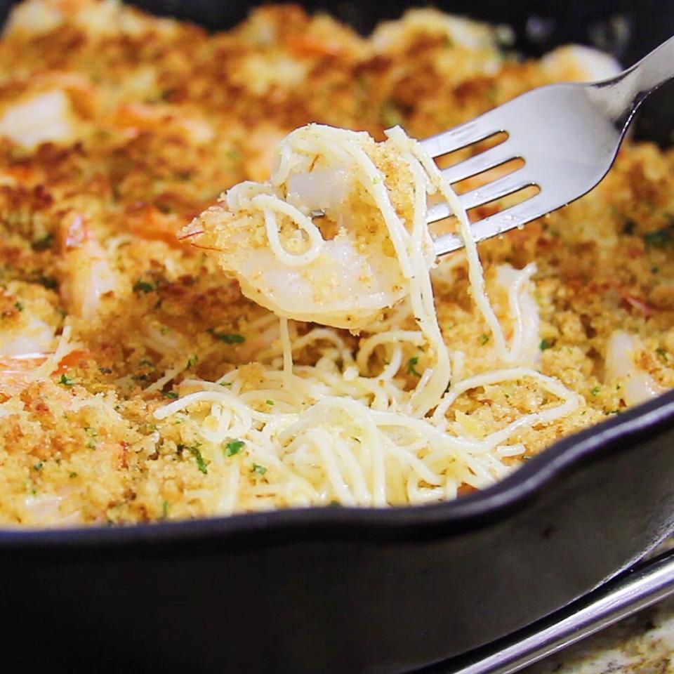Parmesan-Crusted Shrimp Scampi with Pasta Recipe