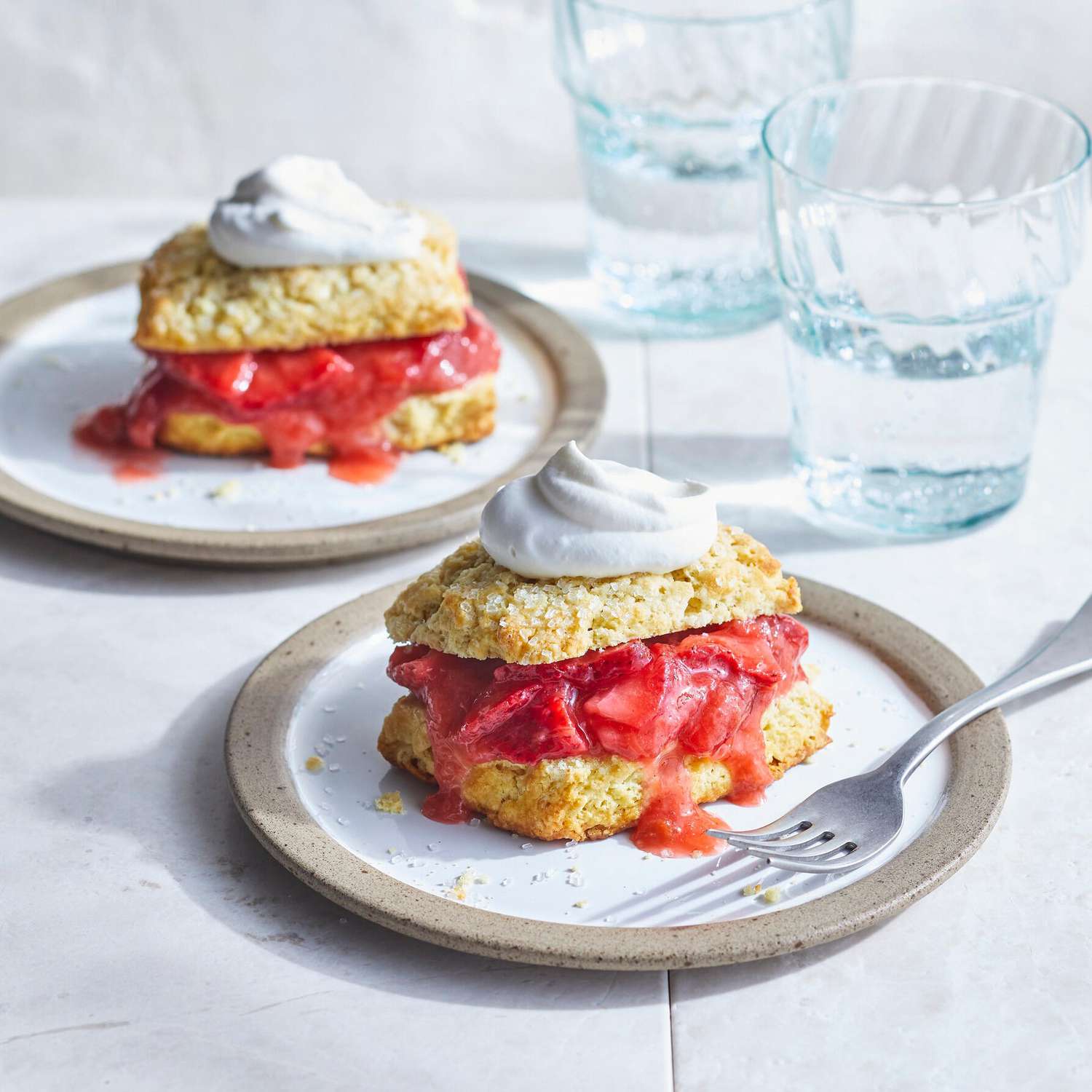 Strawberry and Rhubarb Shortcakes Recipe