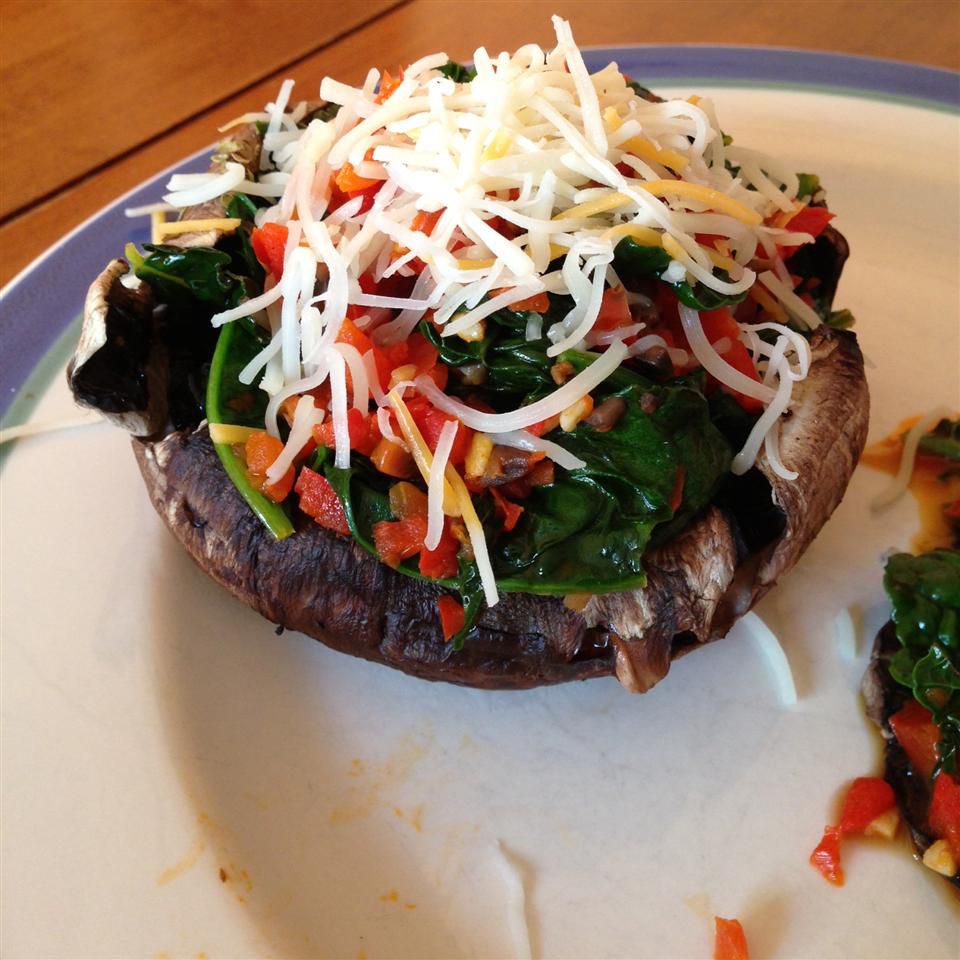 Spinach Stuffed Portobello Mushrooms with Avocado Recipe