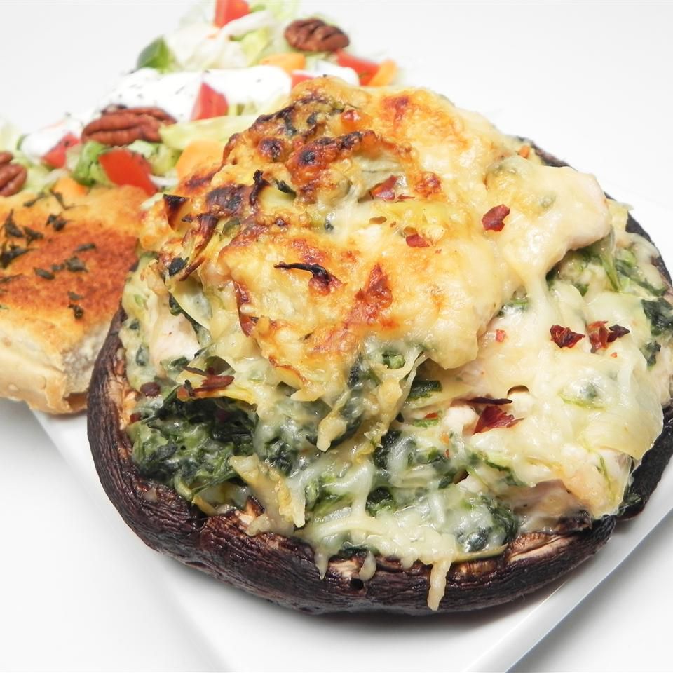 Chicken, Artichoke, and Spinach-Stuffed Portobellos Recipe