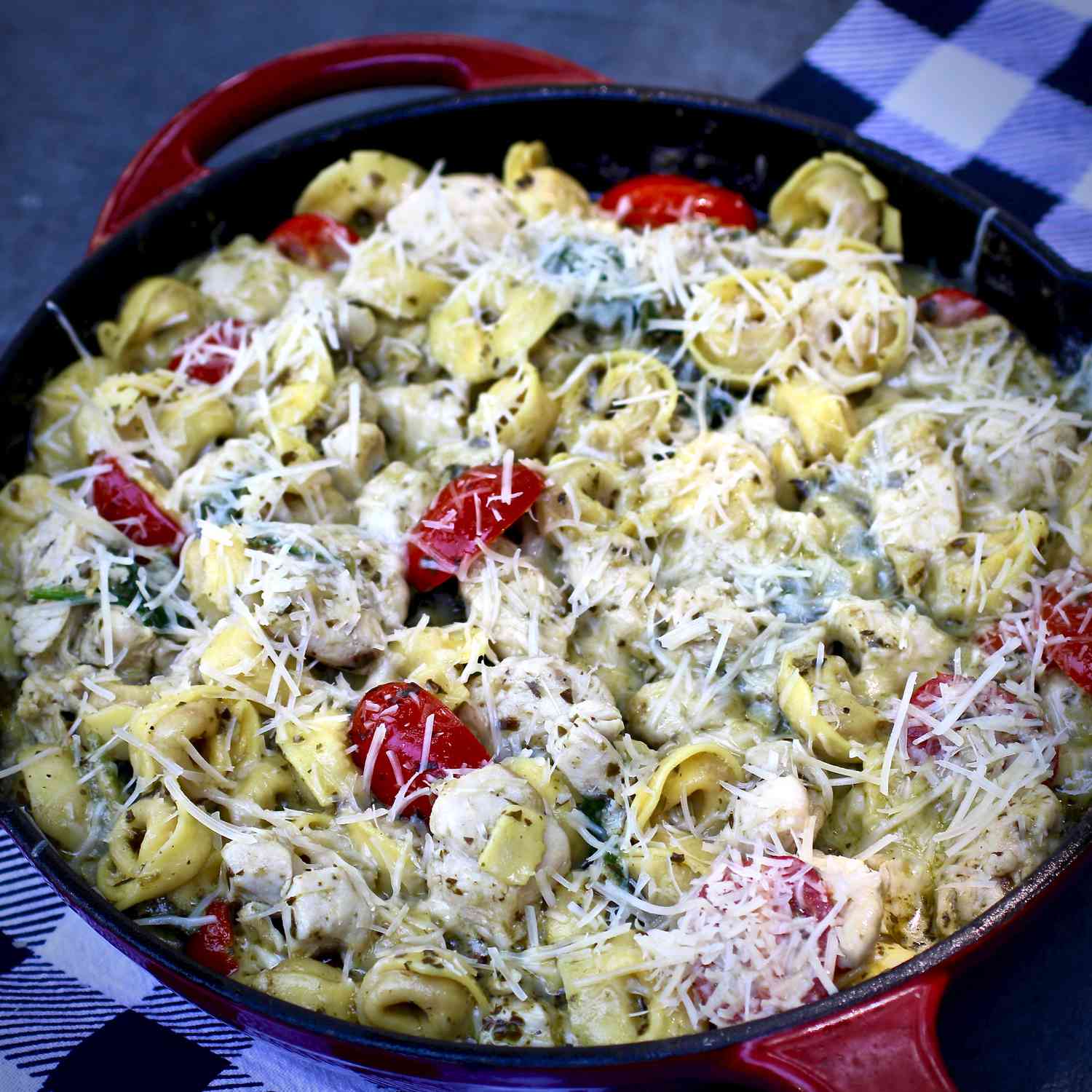 Chicken and Tortellini Pesto Skillet Recipe