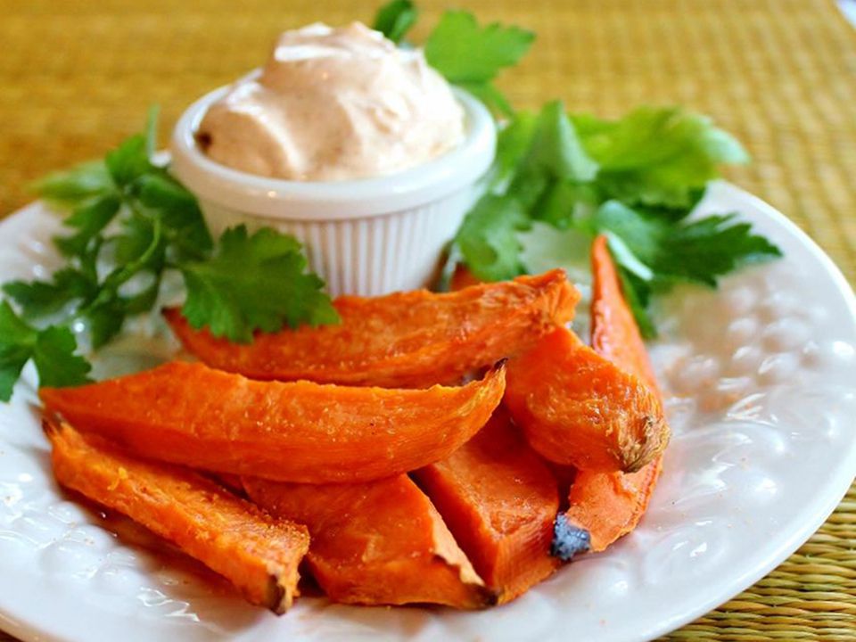 Baked Yam Fries with Dip Recipe